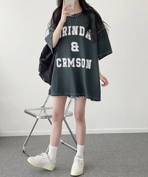 SallyLunn(サリーラン)の「カレッジロゴビッグTシャツ(Tシャツ/カットソー・レディース・ネイビー/グレー/グリーン・LARGE/MEDIUM)」の11枚目の写真