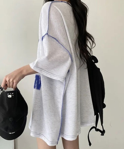 SallyLunn(サリーラン)の「カレッジロゴビッグTシャツ(Tシャツ/カットソー・レディース・ネイビー/グレー/グリーン・LARGE/MEDIUM)」の7枚目の写真