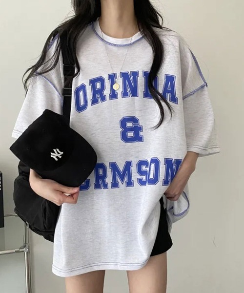 SallyLunn(サリーラン)の「カレッジロゴビッグTシャツ(Tシャツ/カットソー・レディース・ネイビー/グレー/グリーン・LARGE/MEDIUM)」の8枚目の写真