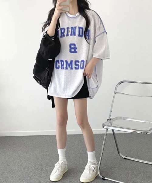 SallyLunn(サリーラン)の「カレッジロゴビッグTシャツ(Tシャツ/カットソー・レディース・ネイビー/グレー/グリーン・LARGE/MEDIUM)」の4枚目の写真