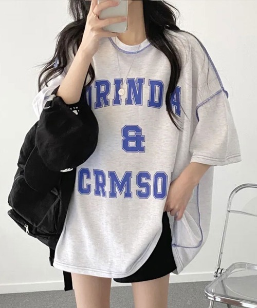 SallyLunn(サリーラン)の「カレッジロゴビッグTシャツ(Tシャツ/カットソー・レディース・ネイビー/グレー/グリーン・LARGE/MEDIUM)」の9枚目の写真