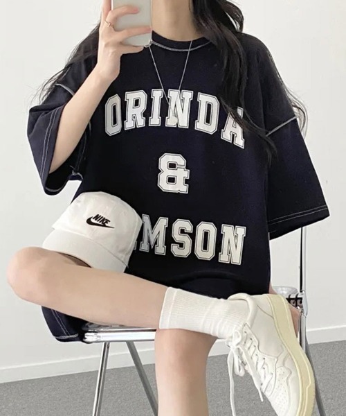 SallyLunn(サリーラン)の「カレッジロゴビッグTシャツ(Tシャツ/カットソー・レディース・ネイビー/グレー/グリーン・LARGE/MEDIUM)」の20枚目の写真