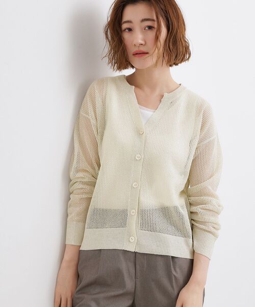 grove(グローブ)の「【貴島明日香さん着用】ラメメッシュキーネックカーディガン(カーディガン/ボレロ・レディース・オフホワイト/ブルー系その他/ブラウン系その他・03/02/04/05)」の8枚目の写真