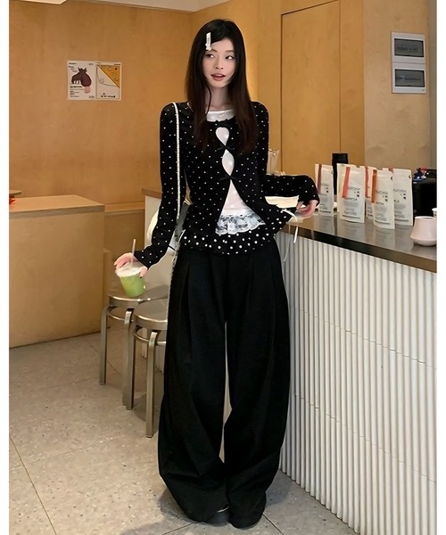 inst.ALL（インストール）の「3リボンレースレイヤードトップス（Tシャツ/カットソー・レディース・ブラック/ブラック×ホワイト・M）」の13枚目の写真