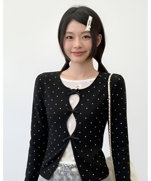 inst.ALL（インストール）の「3リボンレースレイヤードトップス（Tシャツ/カットソー・レディース・ブラック/ブラック×ホワイト・M）」の15枚目の写真