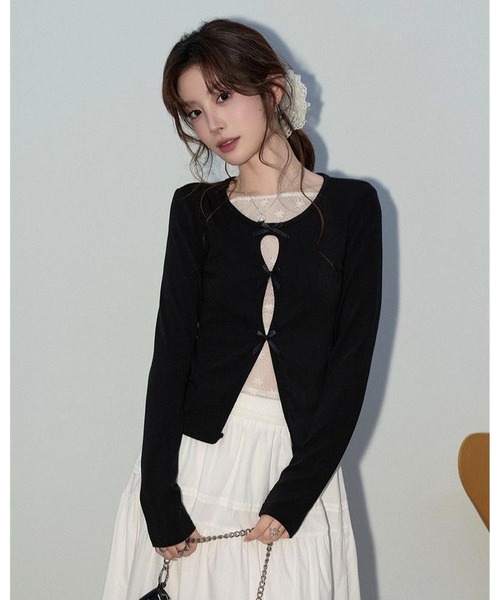 inst.ALL（インストール）の「3リボンレースレイヤードトップス（Tシャツ/カットソー・レディース・ブラック/ブラック×ホワイト・M）」の16枚目の写真