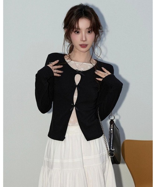 inst.ALL（インストール）の「3リボンレースレイヤードトップス（Tシャツ/カットソー・レディース・ブラック/ブラック×ホワイト・M）」の17枚目の写真