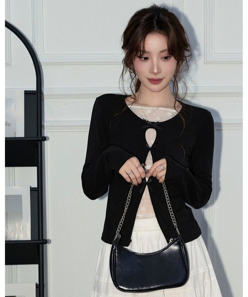 inst.ALL（インストール）の「3リボンレースレイヤードトップス（Tシャツ/カットソー・レディース・ブラック/ブラック×ホワイト・M）」の21枚目の写真