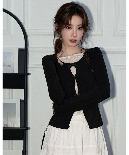 inst.ALL（インストール）の「3リボンレースレイヤードトップス（Tシャツ/カットソー・レディース・ブラック/ブラック×ホワイト・M）」の22枚目の写真