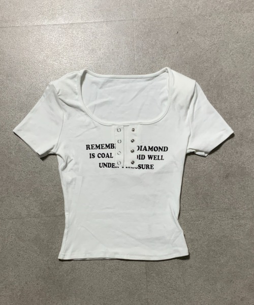 lilful（リルフル）の「【26年春夏新作】フロントボタンメッセージレタリングＴシャツ（Tシャツ/カットソー・レディース・ブラック/グレー/ホワイト・F）」の13枚目の写真