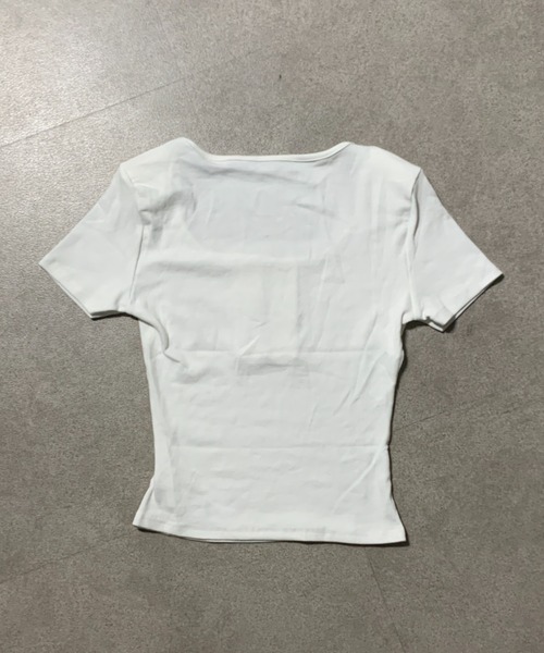 lilful（リルフル）の「【26年春夏新作】フロントボタンメッセージレタリングＴシャツ（Tシャツ/カットソー・レディース・ブラック/グレー/ホワイト・F）」の16枚目の写真