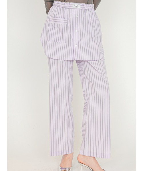 SORIN(ソリン )の「Stripe Layered Pants/ストライプ レイヤードパンツ(その他パンツ・レディース・ブルー/ライラック/ホワイト・38/36)」の1枚目の写真