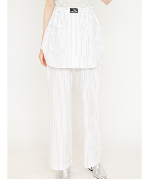SORIN(ソリン )の「Stripe Layered Pants/ストライプ レイヤードパンツ(その他パンツ・レディース・ブルー/ライラック/ホワイト・38/36)」の2枚目の写真