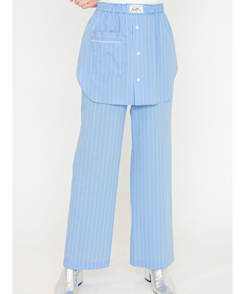 SORIN(ソリン )の「Stripe Layered Pants/ストライプ レイヤードパンツ(その他パンツ・レディース・ブルー/ライラック/ホワイト・38/36)」の3枚目の写真