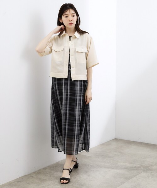 grove(グローブ)の「【吸水速乾・通気性・洗える】衿付きハーフジャケット(テーラードジャケット・レディース・ブラック/ブラウン系その他/オフホワイト・02/03/04/05)」の11枚目の写真