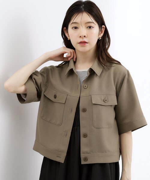 grove(グローブ)の「【吸水速乾・通気性・洗える】衿付きハーフジャケット(テーラードジャケット・レディース・ブラック/ブラウン系その他/オフホワイト・02/03/04/05)」の15枚目の写真