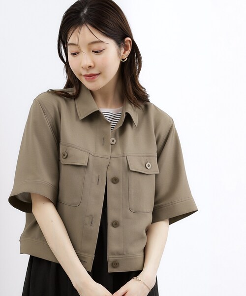 grove(グローブ)の「【吸水速乾・通気性・洗える】衿付きハーフジャケット(テーラードジャケット・レディース・ブラック/ブラウン系その他/オフホワイト・02/03/04/05)」の16枚目の写真