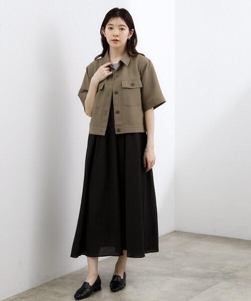 grove(グローブ)の「【吸水速乾・通気性・洗える】衿付きハーフジャケット(テーラードジャケット・レディース・ブラック/ブラウン系その他/オフホワイト・02/03/04/05)」の17枚目の写真