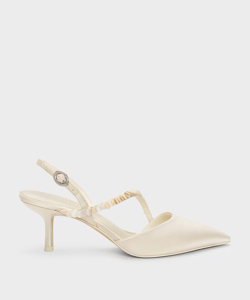 CHARLES & KEITH(チャールズ & キース)の「Briella ブリエラ スパンコール スリングバックパンプス(パンプス・レディース・クリーム/ブラック系その他2・24.5cm/23.5cm/23cm/22.5cm)」の1枚目の写真