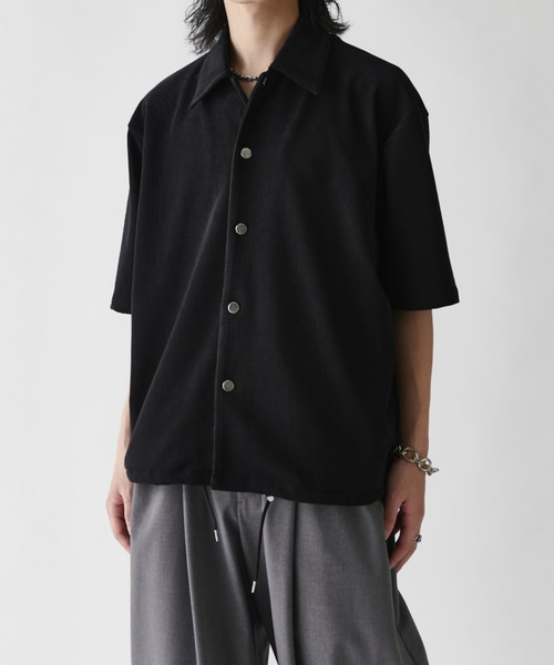 Lui's（ルイス）の「コードピケ半袖コーチシャツ（シャツ/ブラウス・メンズ・ブラック/グレー・M/S）」の4枚目の写真