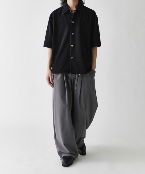 Lui's（ルイス）の「コードピケ半袖コーチシャツ（シャツ/ブラウス・メンズ・ブラック/グレー・M/S）」の9枚目の写真