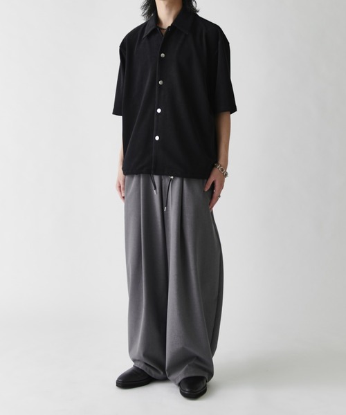 Lui's（ルイス）の「コードピケ半袖コーチシャツ（シャツ/ブラウス・メンズ・ブラック/グレー・M/S）」の10枚目の写真