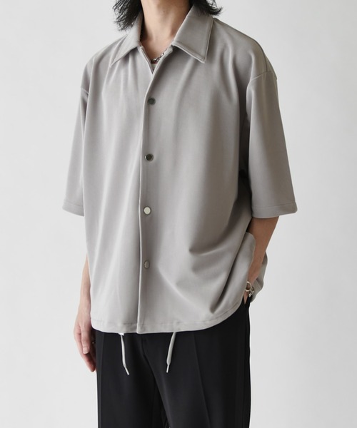 Lui's（ルイス）の「コードピケ半袖コーチシャツ（シャツ/ブラウス・メンズ・ブラック/グレー・M/S）」の14枚目の写真