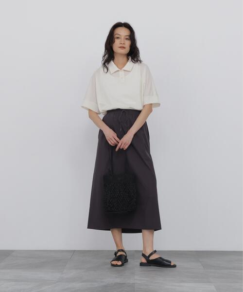 human woman(ヒューマンウーマン)の「◆【オーガニックコットン混 / ウォッシャブル】コットンポリウェザーストレッチドロストスカート(スカート・レディース・ベージュ/ブラウン・MEDIUM/SMALL)」の7枚目の写真
