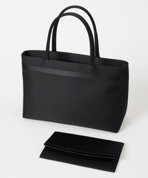 【喪服・礼服用・WEB限定】ファスナー開閉あおり式ソフトブラックフォーマルバッグ2点セット(バッグ・袱紗)
