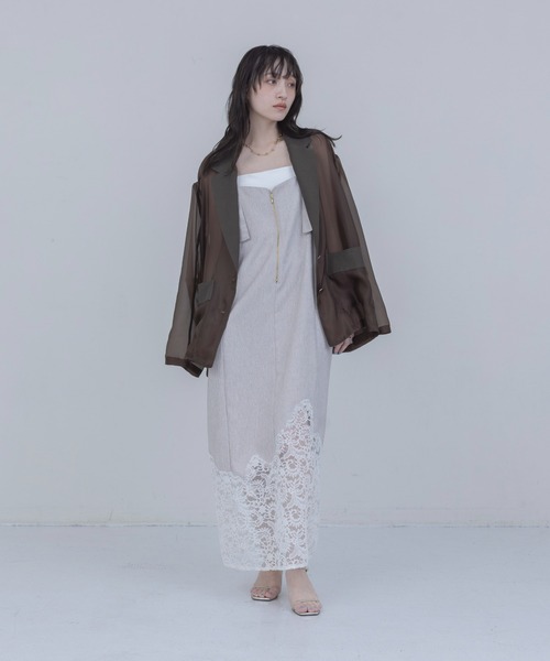 Eimee Law(エイミーロウ)の「ウェーブレース リネンライクジャンスカ(ジャンパースカート・レディース・ベージュ/ブラック・FREE)」の4枚目の写真
