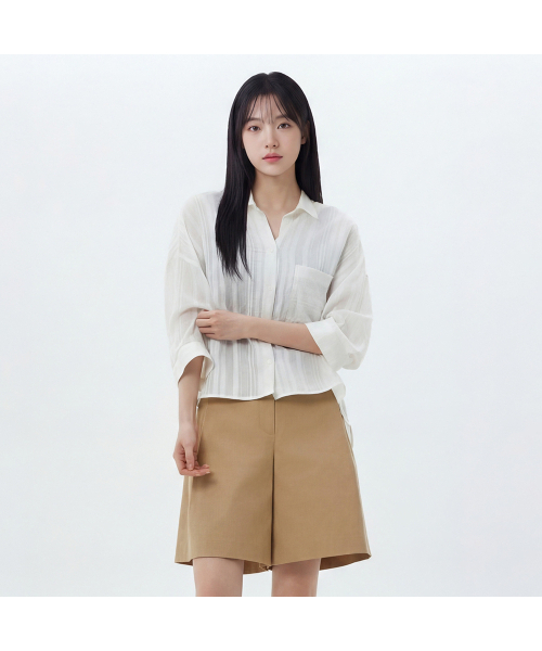 LAP（ラップ）の「アンバランスバックスリットシャツ AS2WB460（シャツ/ブラウス・レディース・ホワイト/ブラック・FREE）」の4枚目の写真