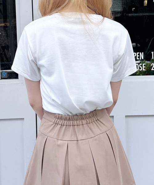 INGNI（イング）の「刺繍ロゴくまプリントTシャツ（Tシャツ/カットソー・レディース・ネイビー/オフホワイト/ライトピンク・M）」の10枚目の写真
