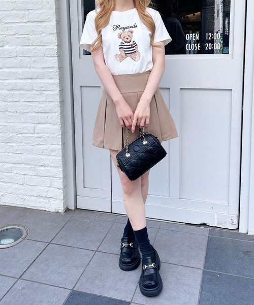 INGNI（イング）の「刺繍ロゴくまプリントTシャツ（Tシャツ/カットソー・レディース・ネイビー/オフホワイト/ライトピンク・M）」の11枚目の写真