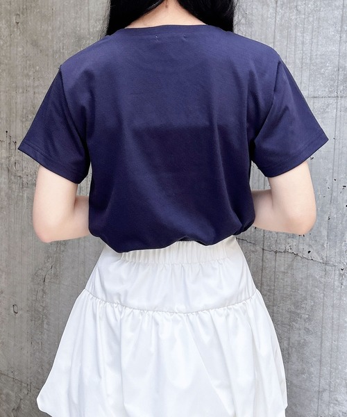 INGNI（イング）の「刺繍ロゴくまプリントTシャツ（Tシャツ/カットソー・レディース・ネイビー/オフホワイト/ライトピンク・M）」の17枚目の写真