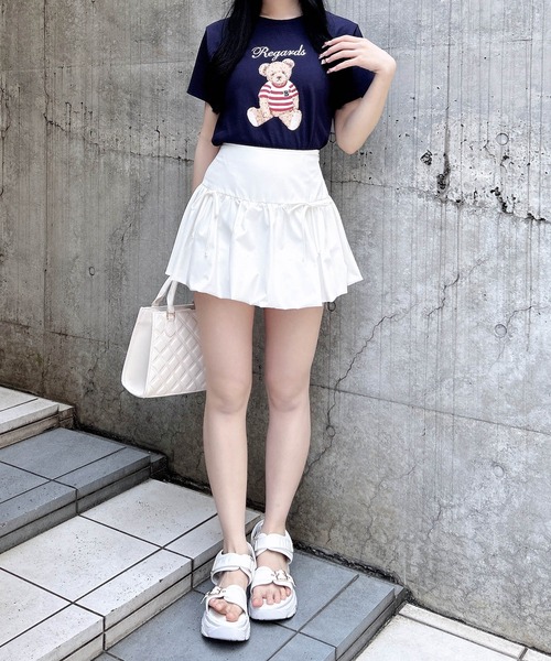 INGNI（イング）の「刺繍ロゴくまプリントTシャツ（Tシャツ/カットソー・レディース・ネイビー/オフホワイト/ライトピンク・M）」の18枚目の写真