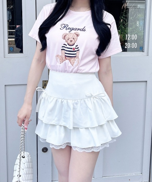 INGNI（イング）の「刺繍ロゴくまプリントTシャツ（Tシャツ/カットソー・レディース・ネイビー/オフホワイト/ライトピンク・M）」の22枚目の写真