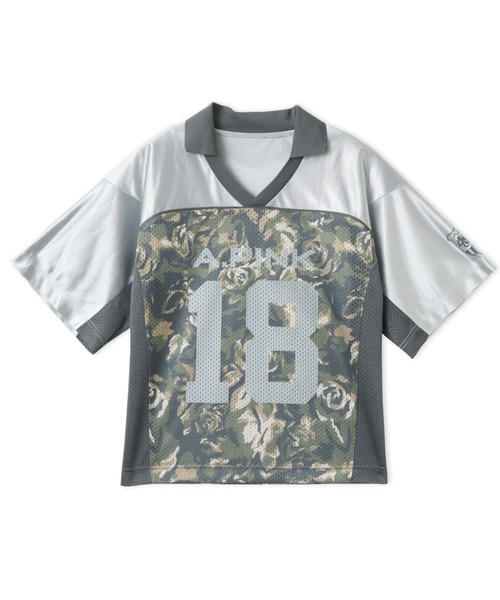 atmos pink（アトモスピンク）の「atmos pink Rose Camouflage Game Shirt / アトモス ピンク ローズ カモフラージュ ゲーム シャツ（ジャージ・レディース・ブラック/カーキ・FREE）」の2枚目の写真