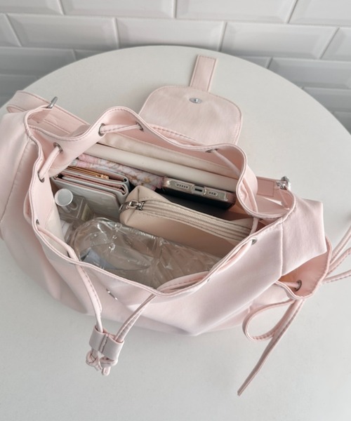 Loueme(ルエム)の「【500mlペットボトル収納可】サイドリボンベルトナイロンショルダーバッグ(ショルダーバッグ・レディース・ライトブルー/ピンク/アイボリー/ブラック・FREE)」の20枚目の写真
