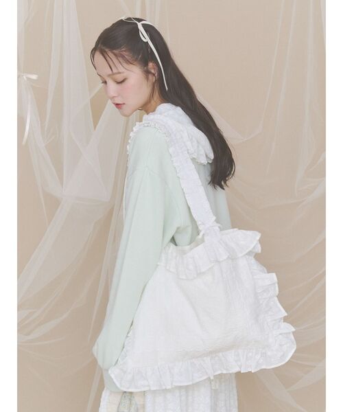 merry jenny(メリージェニー)の「レースデコラティブトートbag(トートバッグ・レディース・チャコールグレー/オフホワイト・FREE)」の8枚目の写真