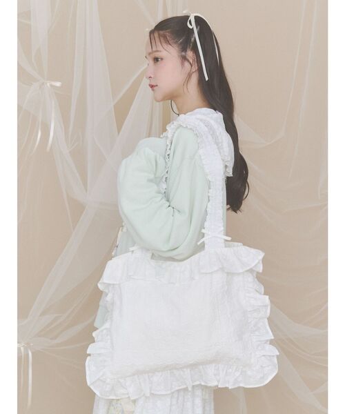 merry jenny(メリージェニー)の「レースデコラティブトートbag(トートバッグ・レディース・チャコールグレー/オフホワイト・FREE)」の9枚目の写真