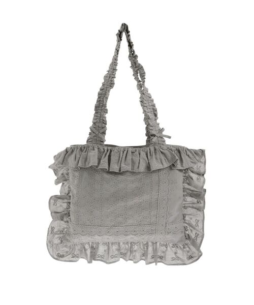 merry jenny(メリージェニー)の「レースデコラティブトートbag(トートバッグ・レディース・チャコールグレー/オフホワイト・FREE)」の4枚目の写真