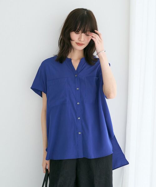 YECCA VECCA(イェッカヴェッカ)の「【接触冷感】ポケットスキッパーシャツ【セットアップ対応】(シャツ/ブラウス・レディース・ブルー/チャコールグレー/グレイッシュベージュ・FREE)」の3枚目の写真