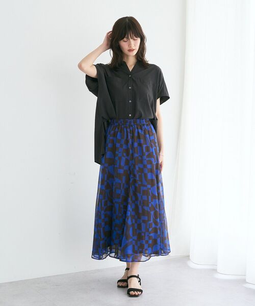 YECCA VECCA(イェッカヴェッカ)の「【接触冷感】ポケットスキッパーシャツ【セットアップ対応】(シャツ/ブラウス・レディース・ブルー/チャコールグレー/グレイッシュベージュ・FREE)」の14枚目の写真