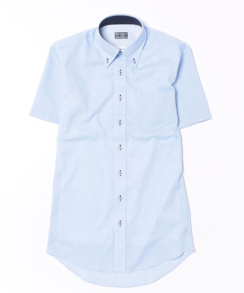 TOKYO SHIRTS（トウキョウシャツ）の「【Layered Cool】【吸水速乾】 形態安定ノンアイロン ボタンダウン 半袖ビジネスワイシャツ（ビジネスシャツ・メンズ・ブルー・首回り37cm/首回り39cm/首回り41cm/首回り42cm/首回り43cm）」の6枚目の写真