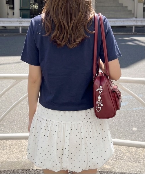 FUN（ファン）の「ハートパールT（Tシャツ/カットソー・レディース・ネイビー/ピンク/オフホワイト・FREE）」の5枚目の写真
