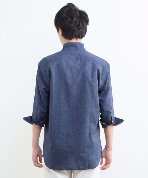 MEN'S MELROSE(メンズメルローズ)の「クールマックスリネンワンピースカラー7分袖シャツ(シャツ/ブラウス・メンズ・ネイビー/ブルー/ベージュ・3/4/2)」の17枚目の写真