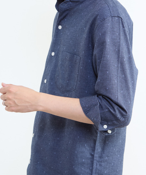 MEN'S MELROSE(メンズメルローズ)の「クールマックスリネンワンピースカラー7分袖シャツ(シャツ/ブラウス・メンズ・ネイビー/ブルー/ベージュ・3/4/2)」の20枚目の写真