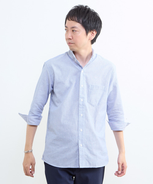 MEN'S MELROSE(メンズメルローズ)の「クールマックスリネンワンピースカラー7分袖シャツ(シャツ/ブラウス・メンズ・ネイビー/ブルー/ベージュ・3/4/2)」の7枚目の写真