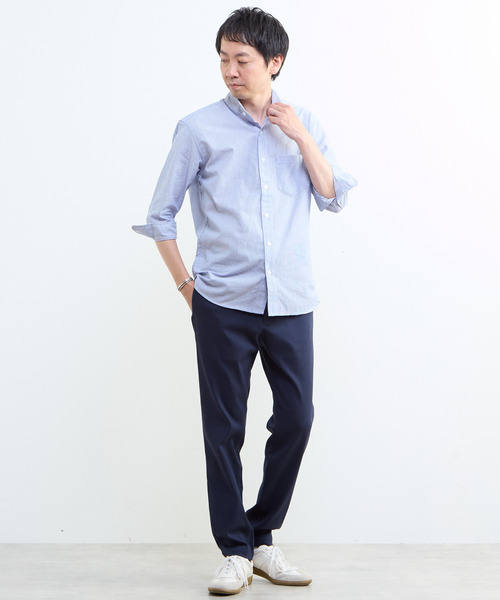 MEN'S MELROSE(メンズメルローズ)の「クールマックスリネンワンピースカラー7分袖シャツ(シャツ/ブラウス・メンズ・ネイビー/ブルー/ベージュ・3/4/2)」の10枚目の写真