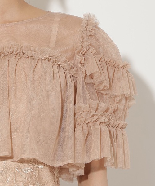 AND COUTURE(アンドクチュール)の「チュールフリルブラウス×レースキャミソールドレス(ドレス・レディース・ピンク/ネイビー/ブラック・FREE)」の18枚目の写真